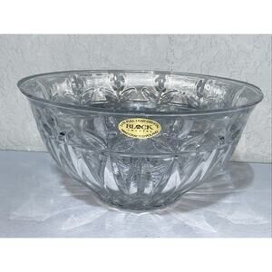 Block Hand Cut Crystal Bowl Tulip Garden 24% Full Lead Crystal Made in Poland 9”
